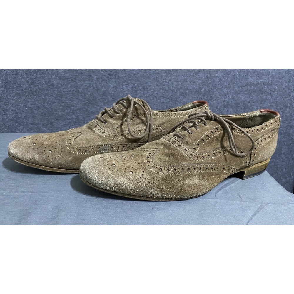 Paul Smith Brogue Shoes Men Sand Size 7 Lace Up Oxford Detail Formal Suede